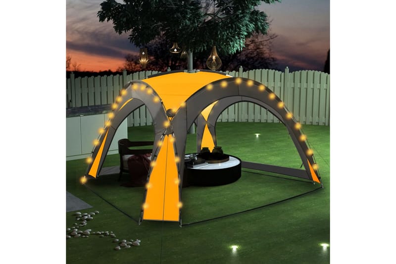Partytelt med LED og 4 sidevegger 3,6x3,6x2,3 m gul - Gul - Partytelt - Hagetelt & oppbevaringstelt