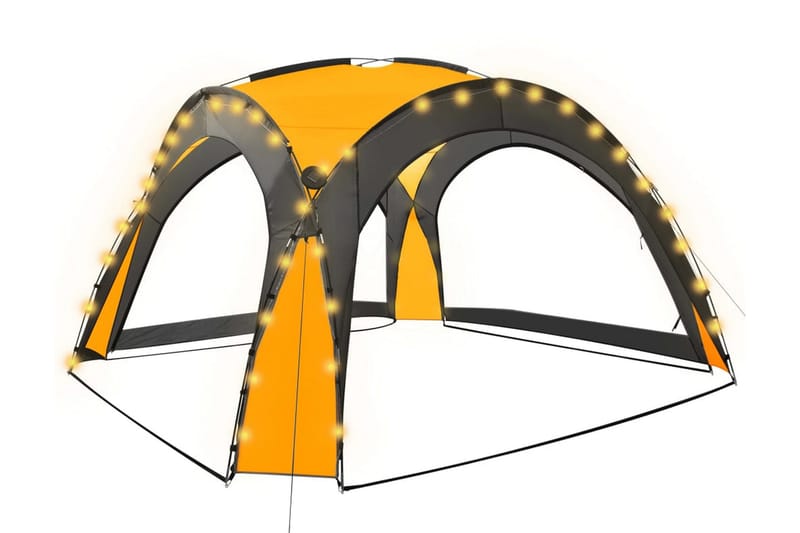 Partytelt med LED og 4 sidevegger 3,6x3,6x2,3 m gul - Gul - Partytelt - Hagetelt & oppbevaringstelt