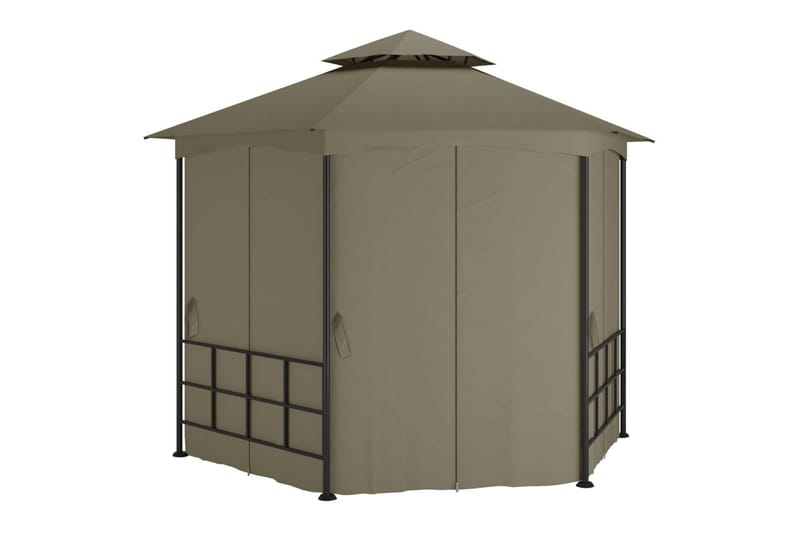 Paviljong med sidevegger 3,1x2,7 m gråbrun - Taupe - Hage - Utemiljø - Utendørsoppbevaring - Hagetelt & oppbevaringstelt - Partytelt