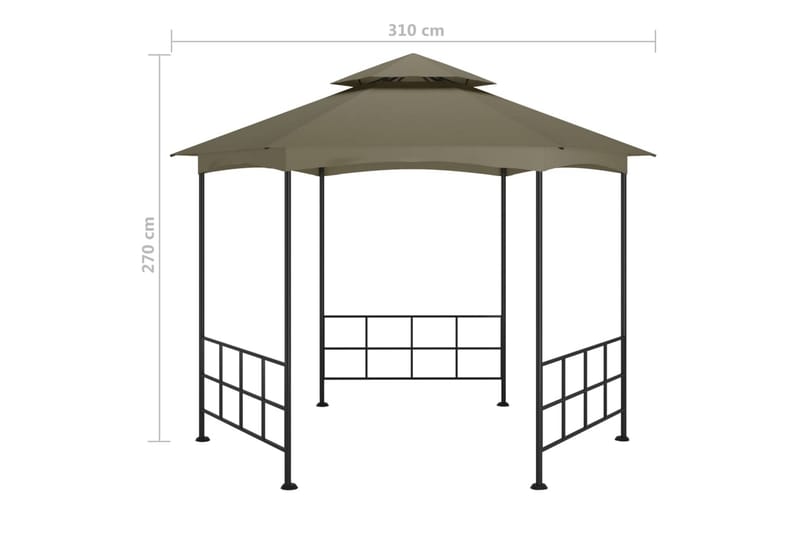 Paviljong med sidevegger 3,1x2,7 m gråbrun - Taupe - Hage - Utemiljø - Utendørsoppbevaring - Hagetelt & oppbevaringstelt - Partytelt