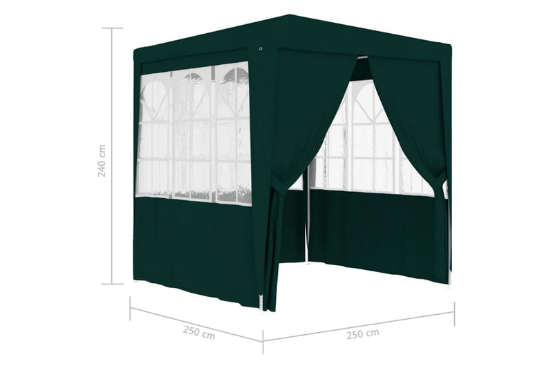 Profesjonelt festtelt med sidevegger 2,5x2,5m grønn 90 g/m² - Grønn - Partytelt - Hagetelt & oppbevaringstelt