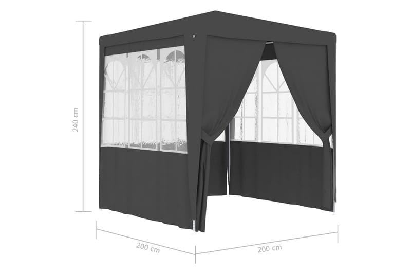 Profesjonelt festtelt med sidevegger 2x2m antrasitt 90 g/m² - Grå - Partytelt - Hagetelt & oppbevaringstelt