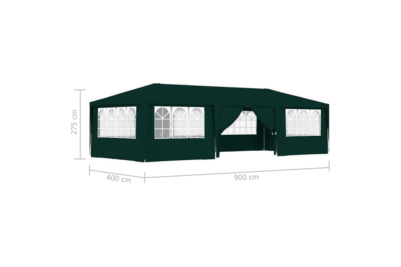 Profesjonelt festtelt med sidevegger 4x9 m grønn 90 g/m² - Grønn - Partytelt - Hagetelt & oppbevaringstelt