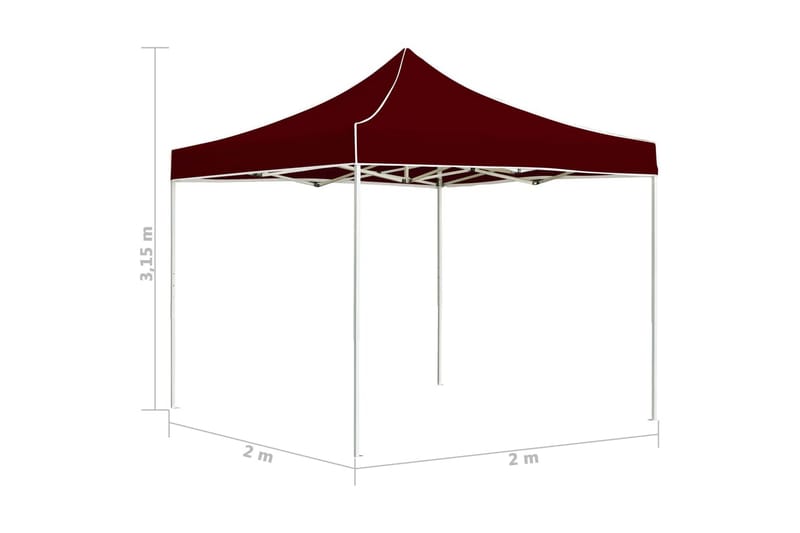 Profesjonelt foldbart festtelt aluminium 2x2 m burgunder - Partytelt - Hagetelt & oppbevaringstelt