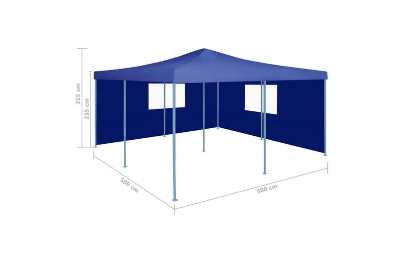 Sammenleggbar paviljong med 2 sidevegger 5x5 m blå - Partytelt - Hagetelt & oppbevaringstelt