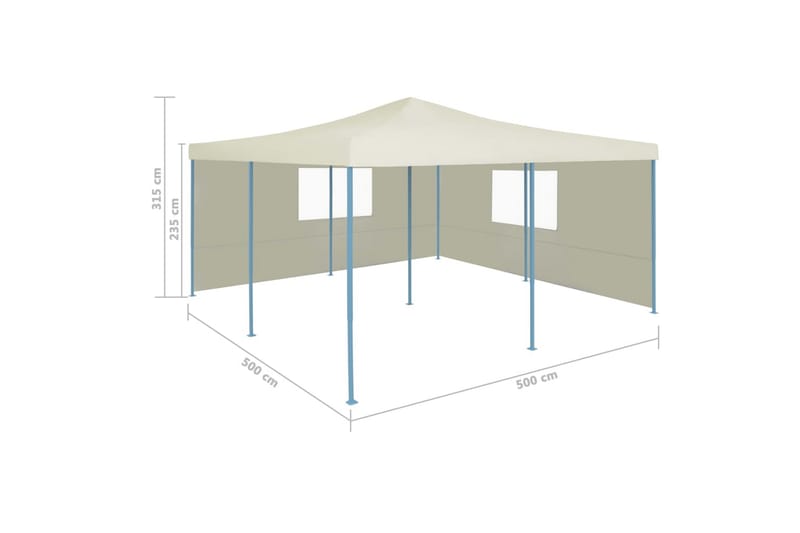 Sammenleggbar paviljong med 2 sidevegger 5x5 m kremhvit - Partytelt - Hagetelt & oppbevaringstelt