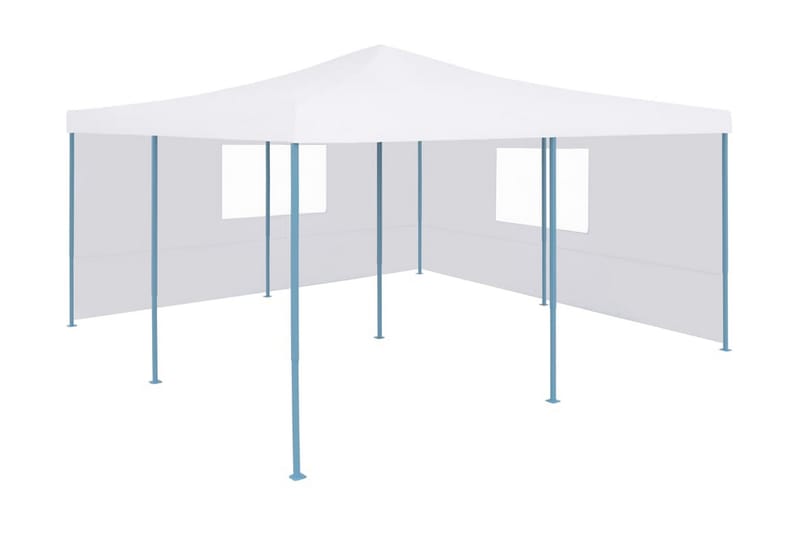 Sammenleggbar paviljong med 2 sidevegger 5x5 m hvit - Partytelt - Hagetelt & oppbevaringstelt