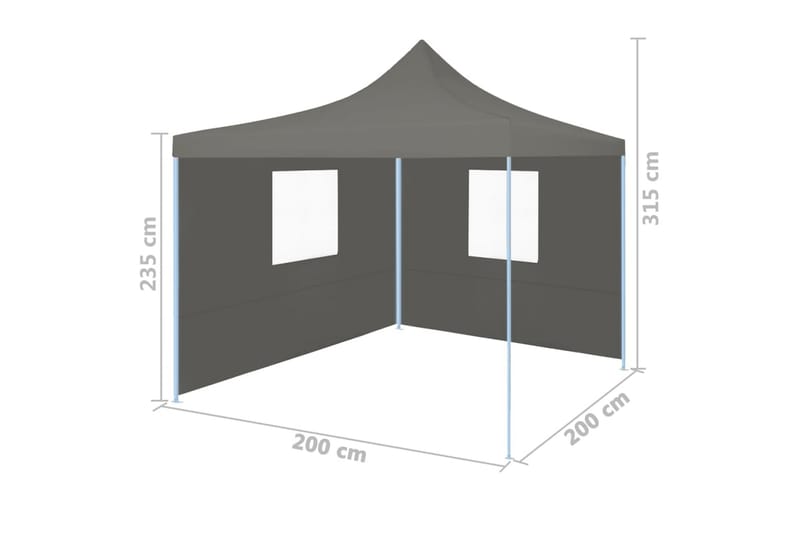 Sammenleggbart festtelt 2 sidevegger 2x2m stål antrasitt - Partytelt - Hagetelt & oppbevaringstelt