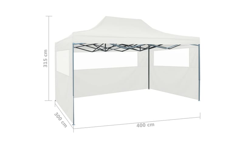 Sammenleggbart festtelt 3 sidevegger 3x4m stål hvit - Partytelt - Hagetelt & oppbevaringstelt