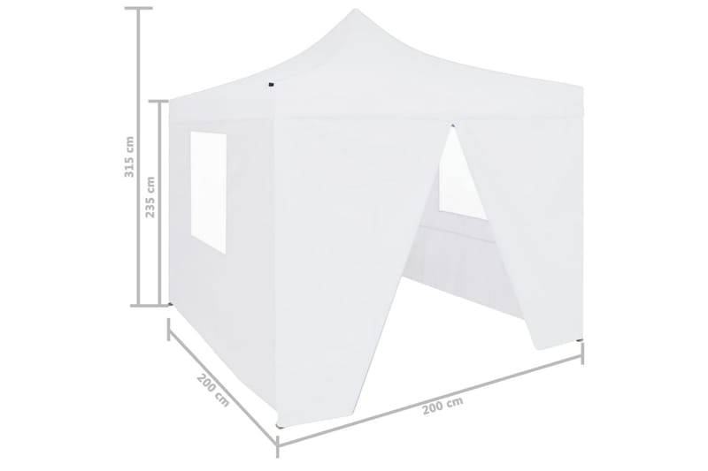 Sammenleggbart festtelt 4 sidevegger 2x2m stål hvit - Partytelt - Hagetelt & oppbevaringstelt