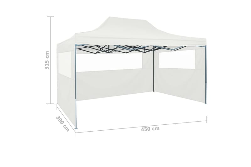 Sammenleggbart festtelt med 3 vegger 3x4,5 m hvit - Partytelt - Hagetelt & oppbevaringstelt