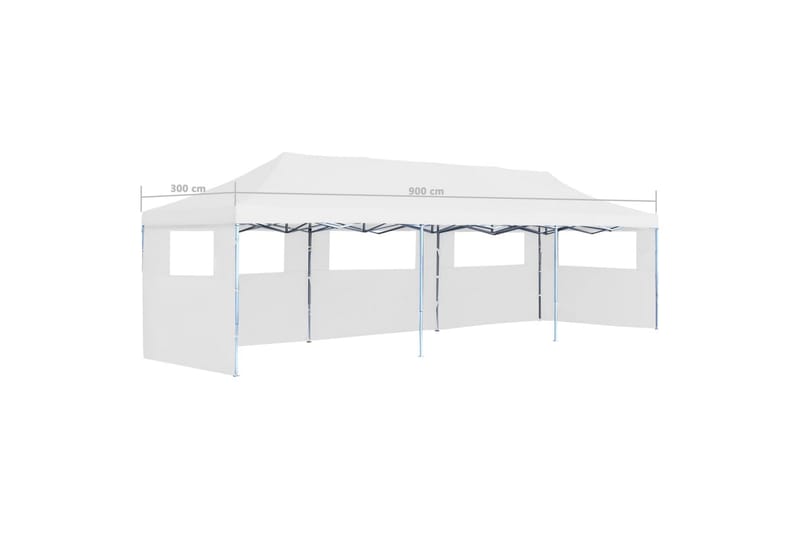 Sammenleggbart festtelt popup med 5 sidevegger 3x9 m hvit - Partytelt - Hagetelt & oppbevaringstelt