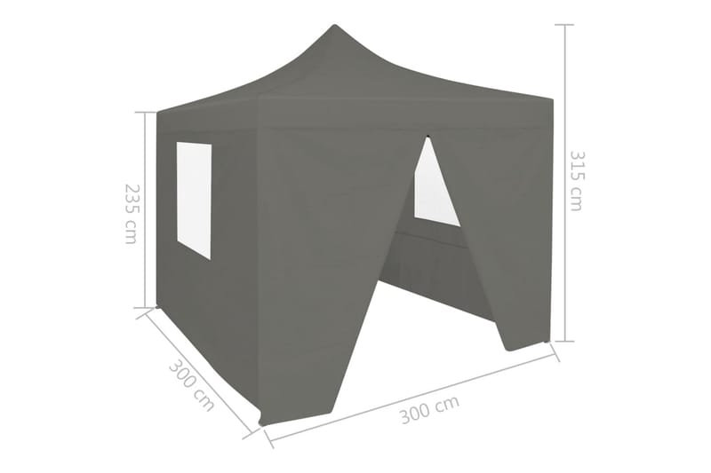 Sammenleggbart festtelt popup m. 4 sidevegger 3x3m antrasitt - Partytelt - Hagetelt & oppbevaringstelt