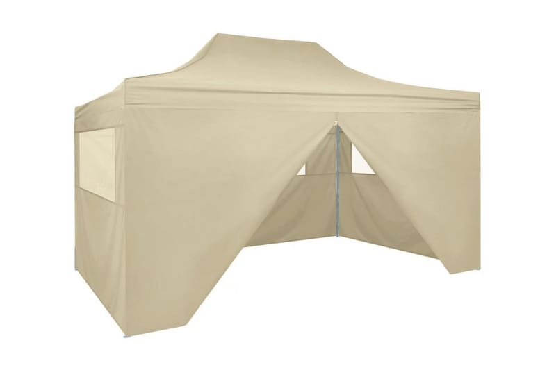 Sammenleggbart telt popup med 4 sidevegger 3x4,5 m kremhvit - Partytelt - Hagetelt & oppbevaringstelt