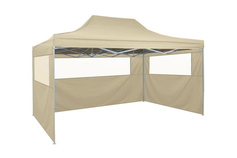 Sammenleggbart telt popup med 4 sidevegger 3x4,5 m kremhvit - Partytelt - Hagetelt & oppbevaringstelt