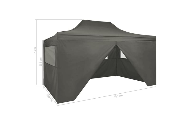 Sammenleggbart telt popup med 4 sidevegger 3x4,5 m antrasitt - Partytelt - Hagetelt & oppbevaringstelt