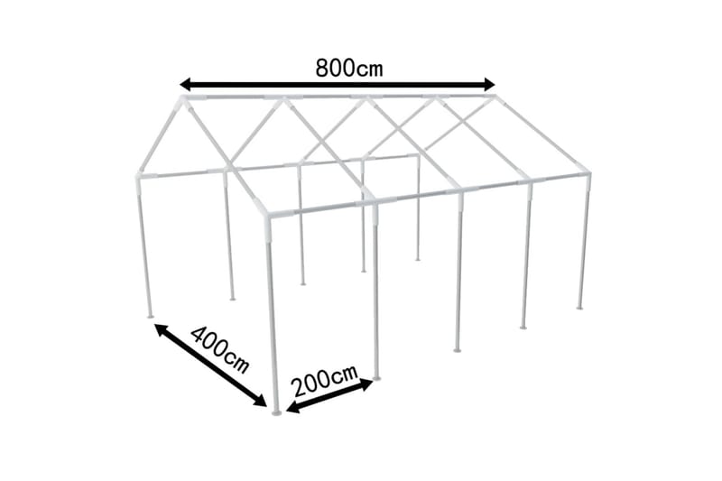 Stålramme for Festtent 8 x 4 m - Silver - Hage - Utemiljø - Utendørsoppbevaring - Hagetelt & oppbevaringstelt