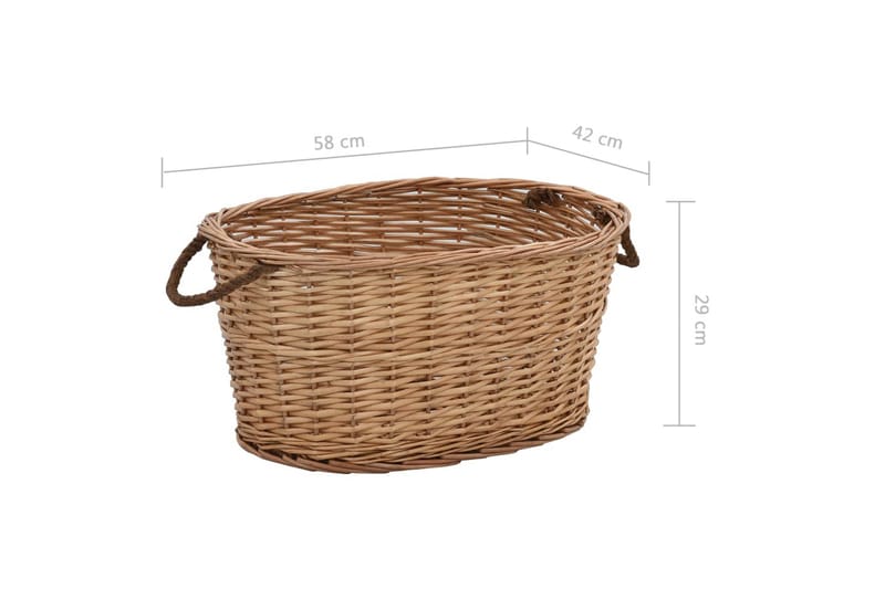 Vedkurv med brehåndtak 58x42x29 cm naturlig seljetre - Hage - Utemiljø - Utendørsoppbevaring - Vedoppbevaring