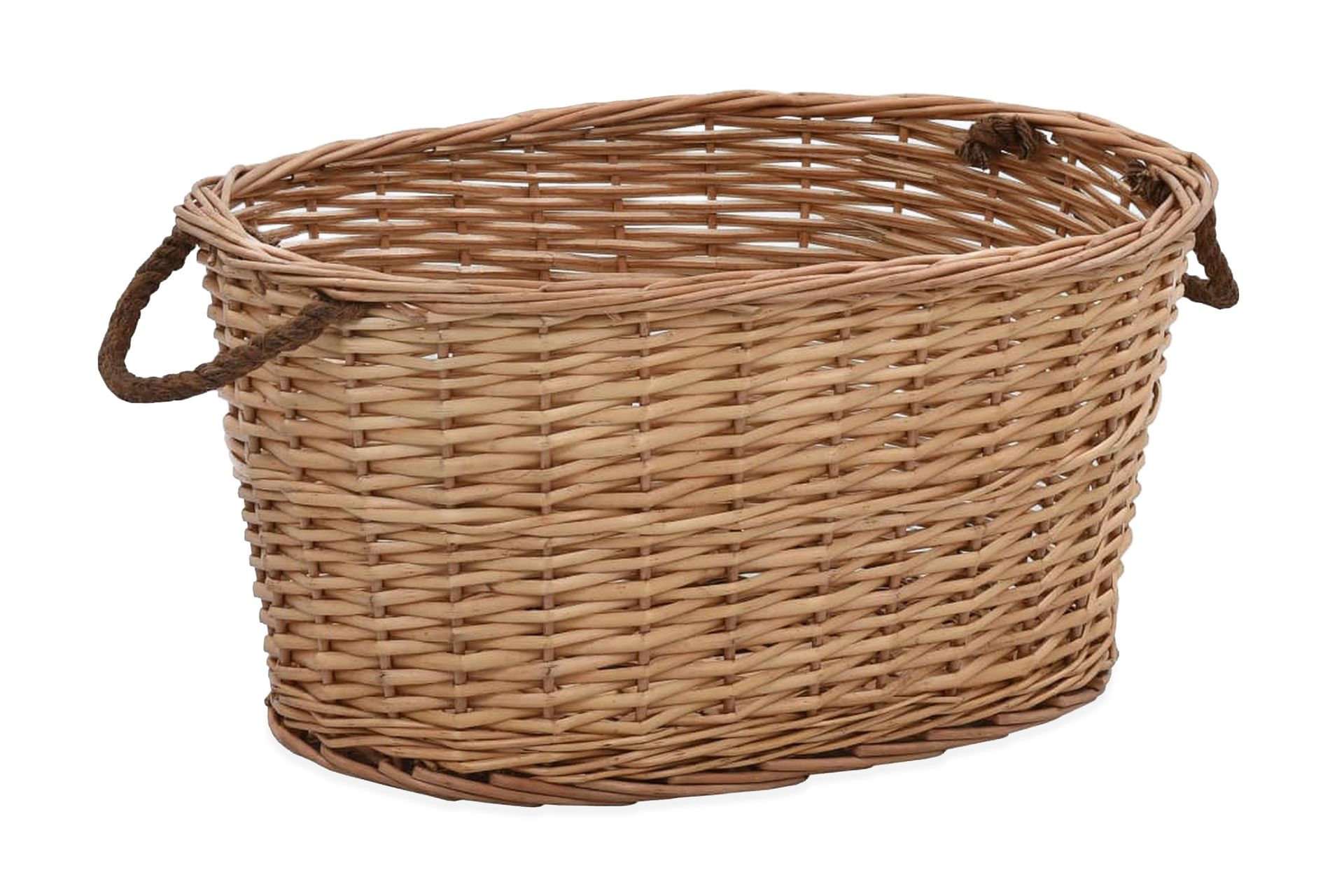 Vedkurv med brehåndtak 58x42x29 cm naturlig seljetre - Hage - Utemiljø - Utendørsoppbevaring - Vedoppbevaring