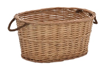 Vedkurv med brehåndtak 58x42x29 cm naturlig seljetre - Hage - Utemiljø - Utendørsoppbevaring - Vedoppbevaring