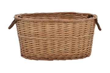 Vedkurv med brehåndtak 58x42x29 cm naturlig seljetre - Hage - Utemiljø - Utendørsoppbevaring - Vedoppbevaring