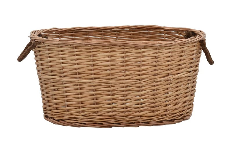 Vedkurv med brehåndtak 58x42x29 cm naturlig seljetre - Hage - Utemiljø - Utendørsoppbevaring - Vedoppbevaring