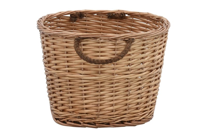 Vedkurv med breh�åndtak 58x42x29 cm naturlig seljetre - Hage - Utemiljø - Utendørsoppbevaring - Vedoppbevaring