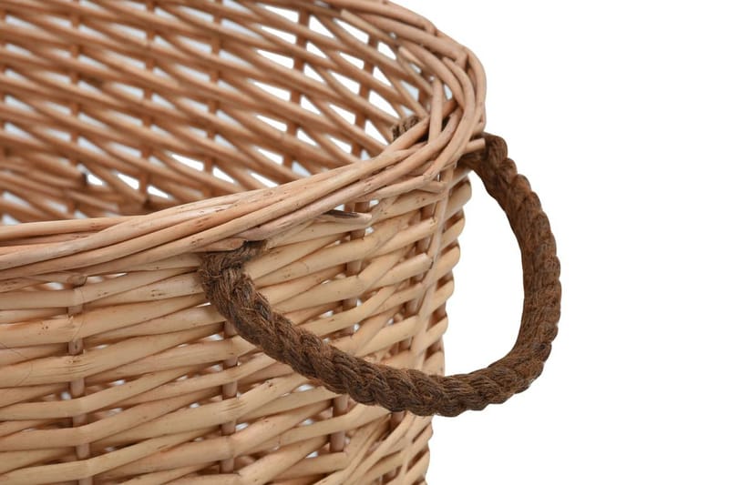Vedkurv med brehåndtak 58x42x29 cm naturlig seljetre - Hage - Utemiljø - Utendørsoppbevaring - Vedoppbevaring