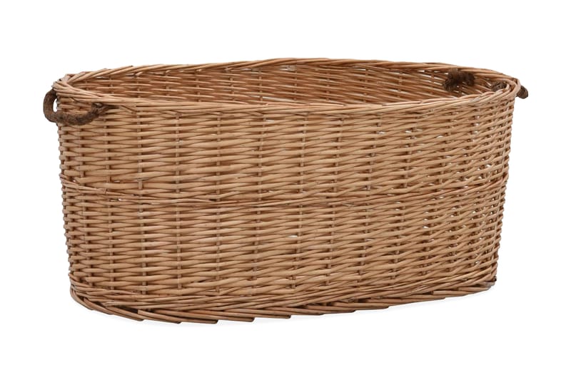 Vedkurv med brehåndtak 78x54x34 cm naturlig seljetre - Hage - Utemiljø - Utendørsoppbevaring - Vedoppbevaring