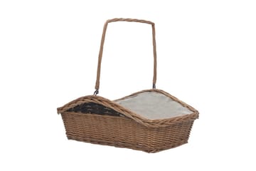 Vedkurv med håndtak 61,5x46,5x58 cm brun seljetre - Brun - Hage - Utemiljø - Utendørsoppbevaring - Vedoppbevaring