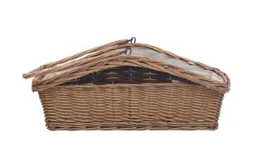 Vedkurv med håndtak 61,5x46,5x58 cm brun seljetre - Brun - Hage - Utemiljø - Utendørsoppbevaring - Vedoppbevaring