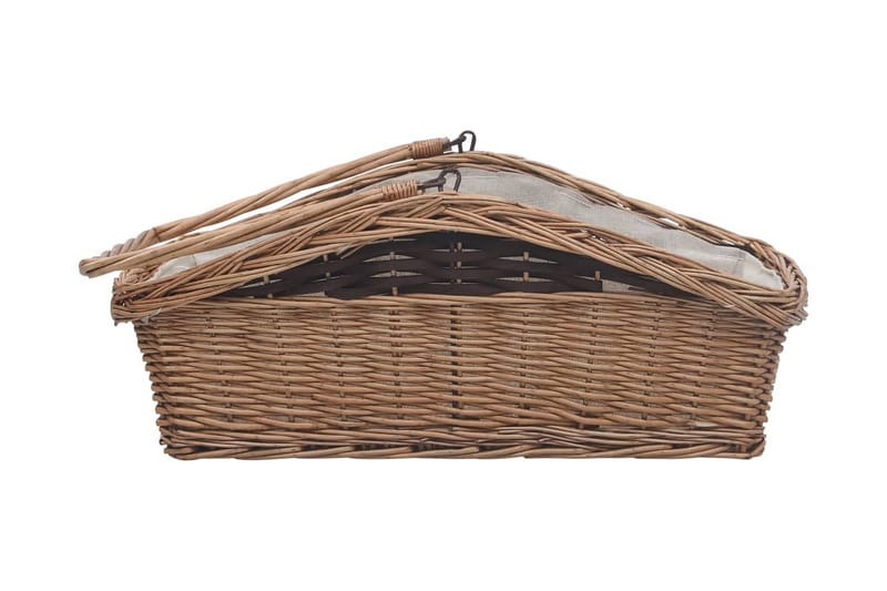 Vedkurv med håndtak 61,5x46,5x58 cm brun seljetre - Brun - Hage - Utemiljø - Utendørsoppbevaring - Vedoppbevaring
