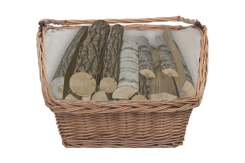Vedkurv med håndtak 61,5x46,5x58 cm brun seljetre - Brun - Hage - Utemiljø - Utendørsoppbevaring - Vedoppbevaring