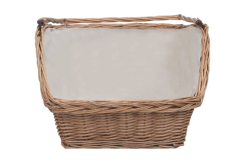 Vedkurv med håndtak 61,5x46,5x58 cm brun seljetre - Brun - Hage - Utemiljø - Utendørsoppbevaring - Vedoppbevaring