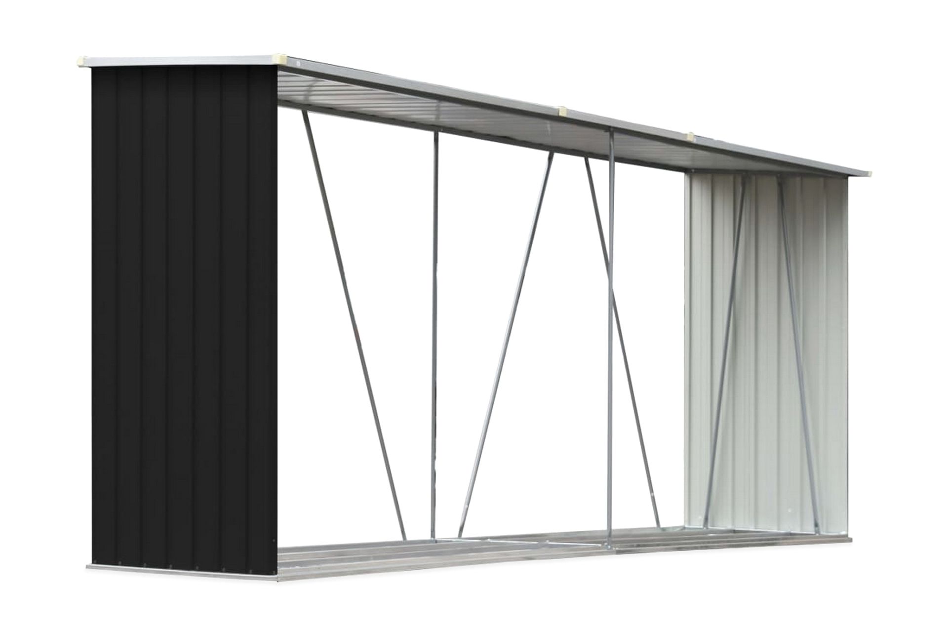 Vedskjul galvanisert stål 330x84x152 cm antrasitt - Hage - Utemiljø - Utendørsoppbevaring - Vedoppbevaring