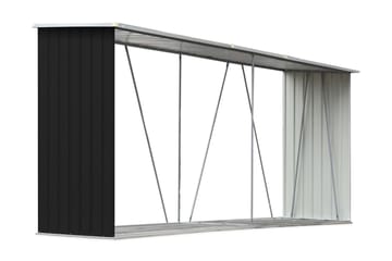 Vedskjul galvanisert stål 330x84x152 cm antrasitt - Hage - Utemiljø - Utendørsoppbevaring - Vedoppbevaring