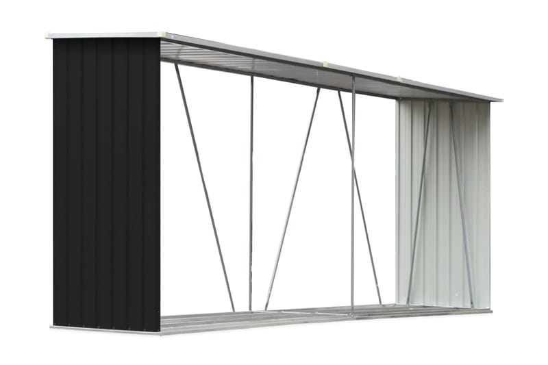 Vedskjul galvanisert stål 330x84x152 cm antrasitt - Hage - Utemiljø - Utendørsoppbevaring - Vedoppbevaring