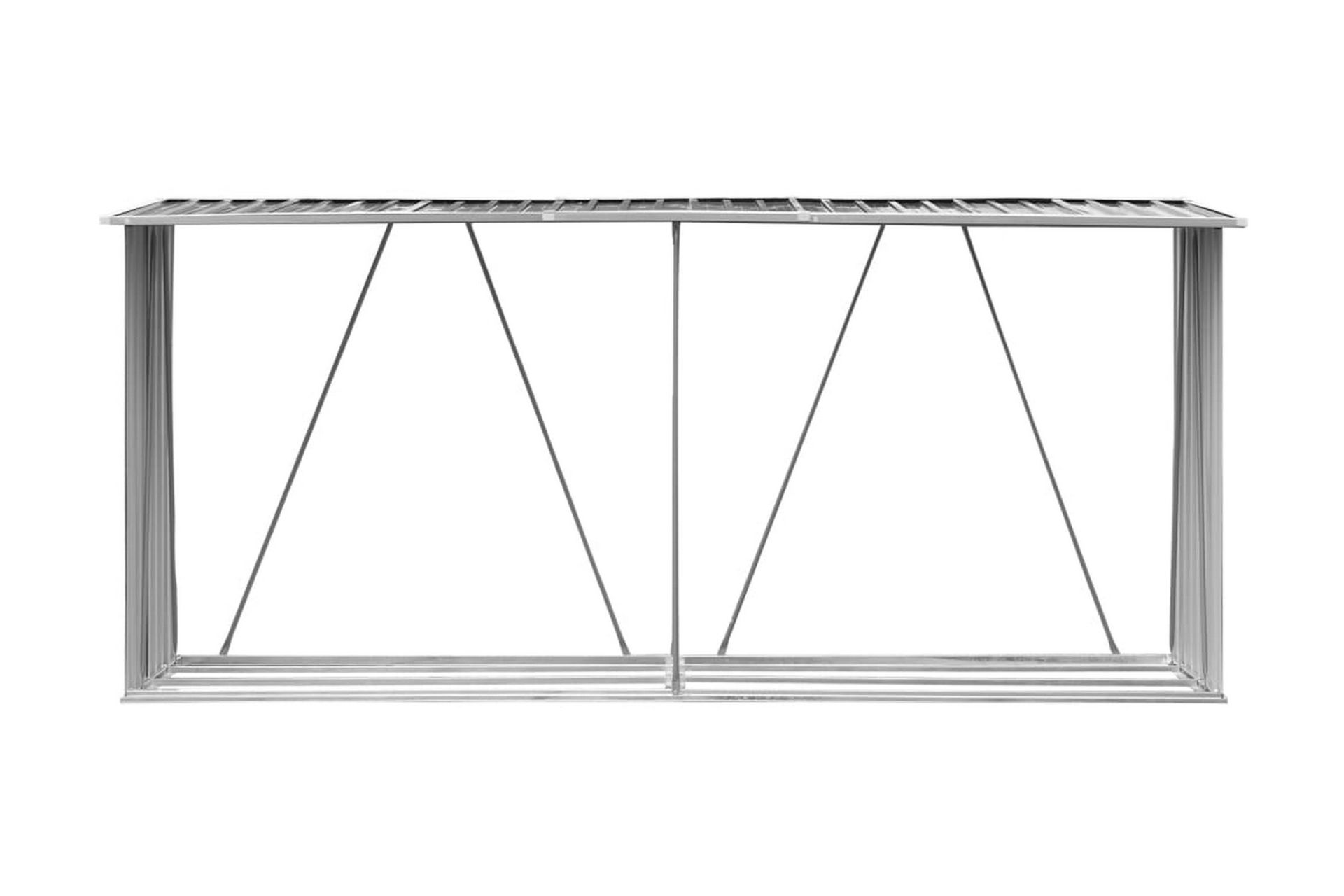 Vedskjul galvanisert stål 330x84x152 cm antrasitt - Hage - Utemiljø - Utendørsoppbevaring - Vedoppbevaring