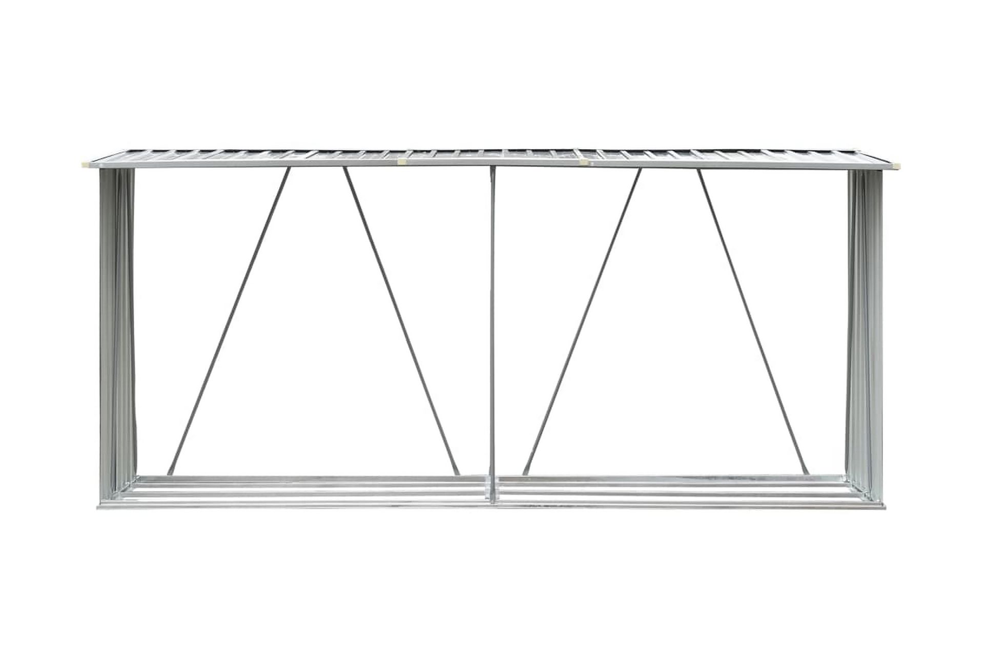 Vedskjul galvanisert stål 330x84x152 cm grå - Hage - Utemiljø - Utendørsoppbevaring - Vedoppbevaring