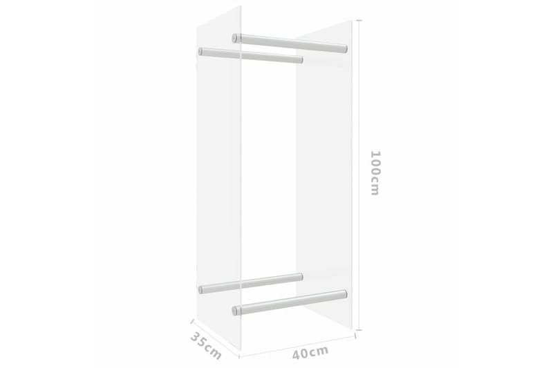 Vedstativ gjennomsiktig 40x35x100 cm herdet glass - Vedoppbevaring - Vedstativ