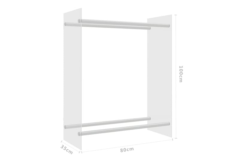 Vedstativ gjennomsiktig 80x35x100 cm herdet glass - Hage - Utemiljø - Utendørsoppbevaring - Vedoppbevaring