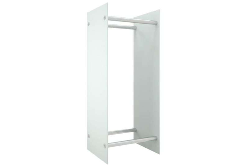 Vedstativ hvit 40x35x100 cm herdet glass - Hage - Utemiljø - Utendørsoppbevaring - Vedoppbevaring