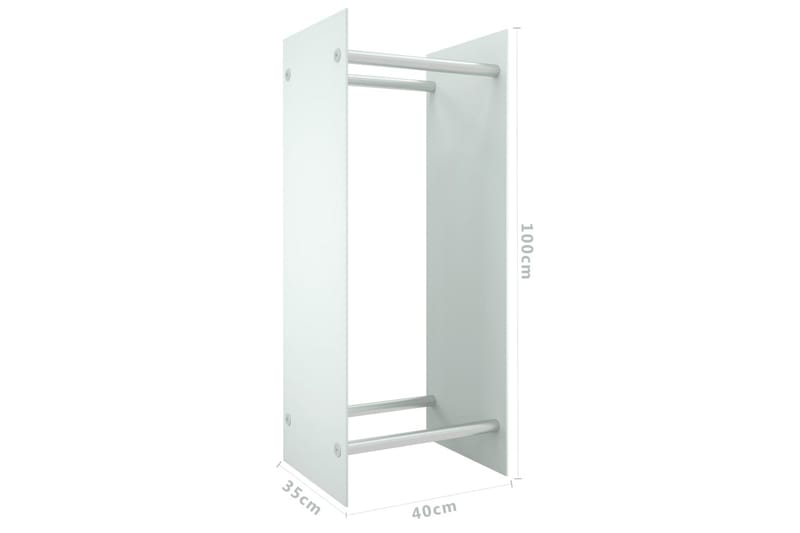 Vedstativ hvit 40x35x100 cm herdet glass - Hage - Utemiljø - Utendørsoppbevaring - Vedoppbevaring