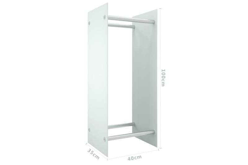 Vedstativ hvit 40x35x100 cm herdet glass - Vedoppbevaring - Vedstativ