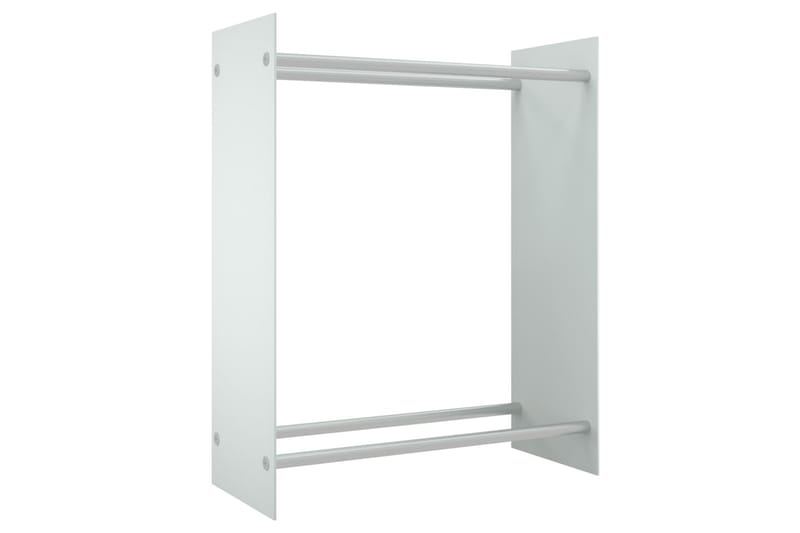 Vedstativ hvit 80x35x100 cm herdet glass - Hage - Utemiljø - Utendørsoppbevaring - Vedoppbevaring