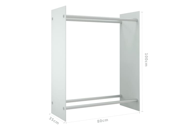 Vedstativ hvit 80x35x100 cm herdet glass - Hage - Utemiljø - Utendørsoppbevaring - Vedoppbevaring