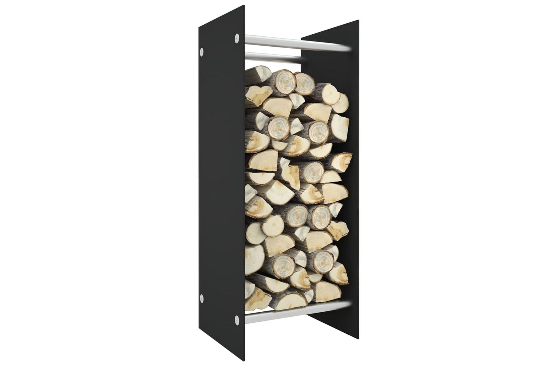Vedstativ svart 40x35x100 cm herdet glass - Hage - Utemiljø - Utendørsoppbevaring - Vedoppbevaring