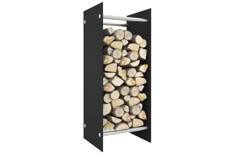 Vedstativ svart 40x35x100 cm herdet glass - Hage - Utemiljø - Utendørsoppbevaring - Vedoppbevaring