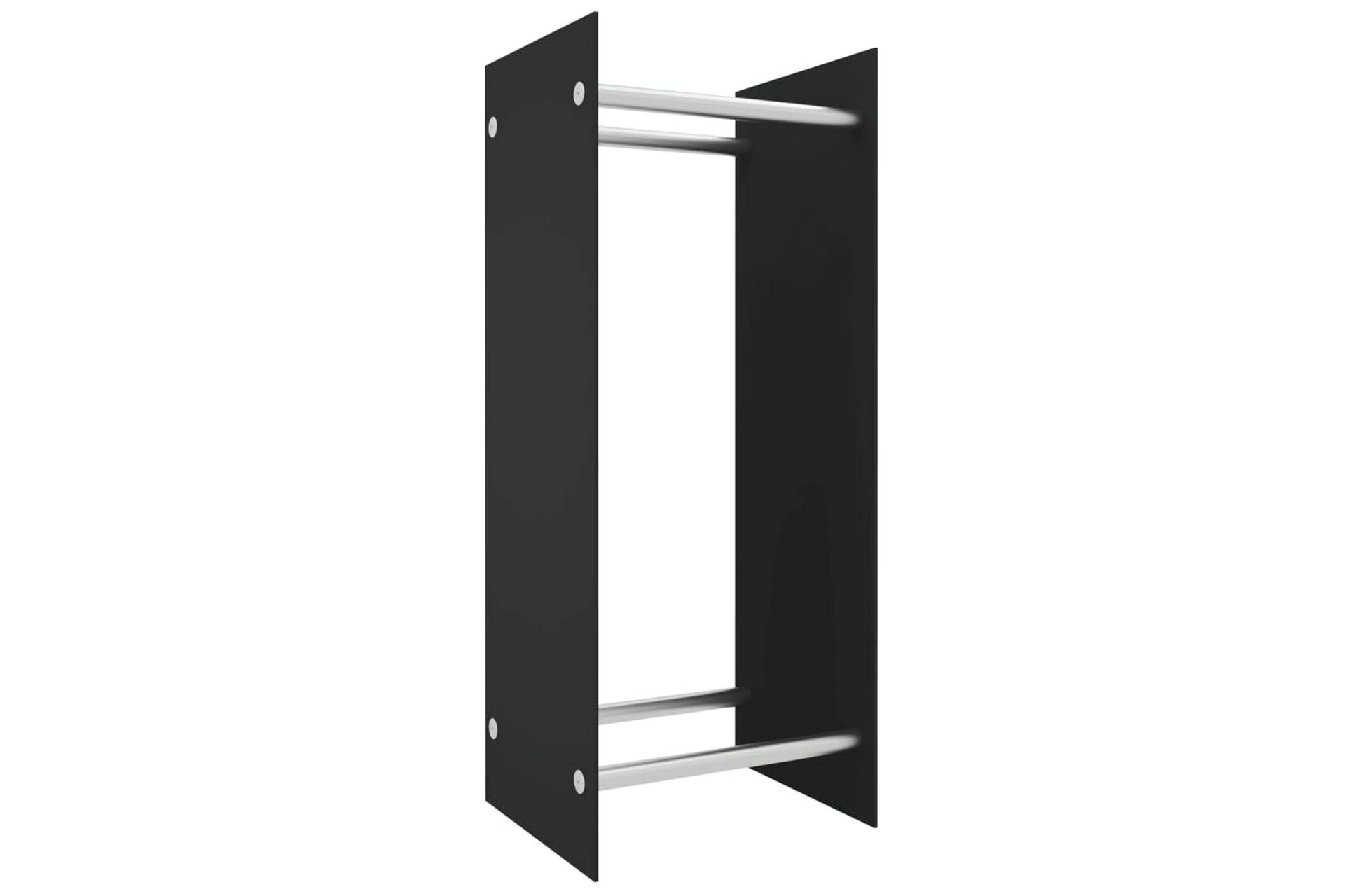Vedstativ svart 40x35x100 cm herdet glass - Hage - Utemiljø - Utendørsoppbevaring - Vedoppbevaring