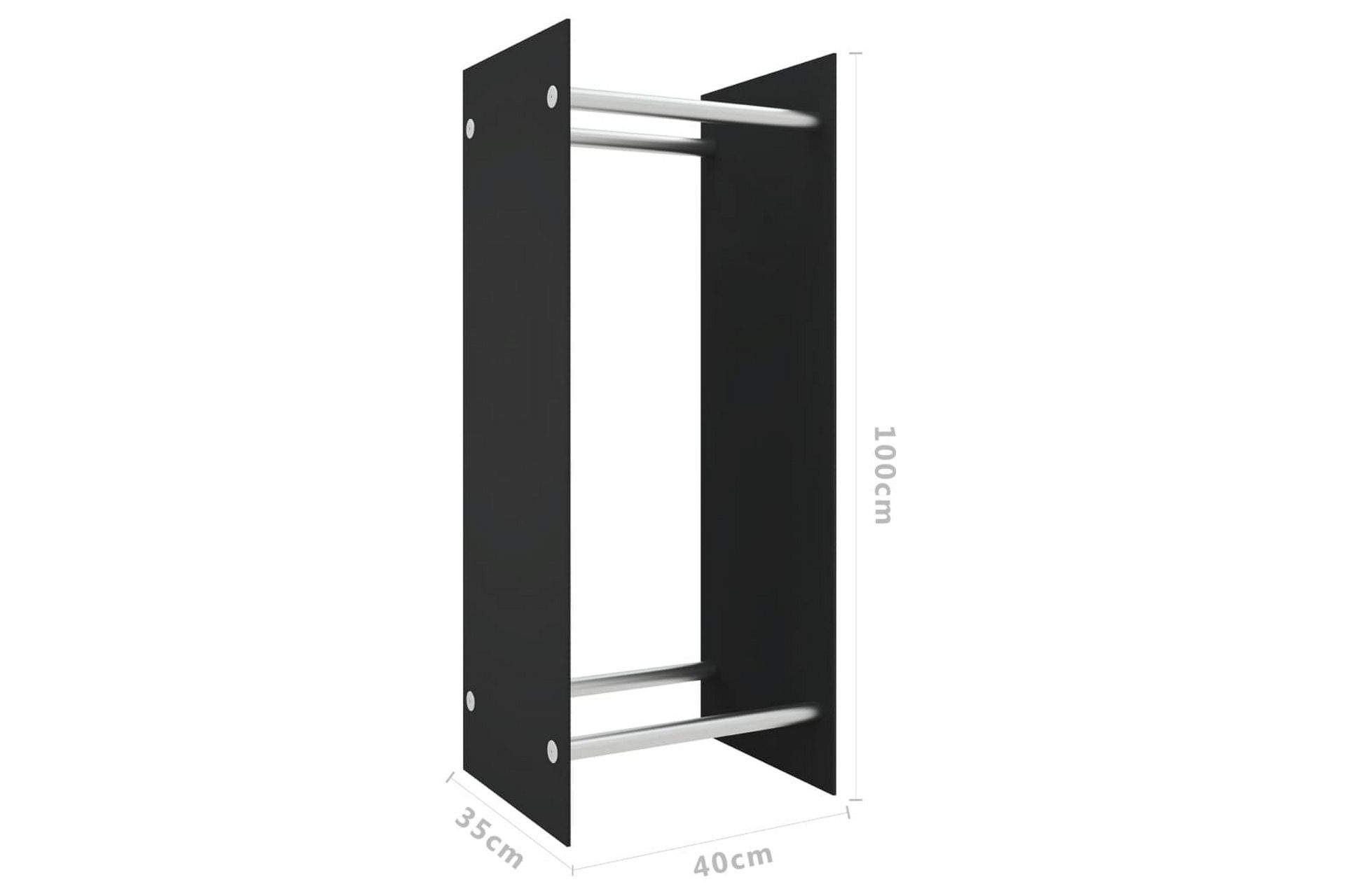 Vedstativ svart 40x35x100 cm herdet glass - Hage - Utemiljø - Utendørsoppbevaring - Vedoppbevaring